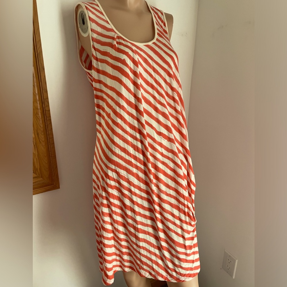 22”PTP 🍊 summer dress cover up creamsicle Sandwich Anthro reddish orange & cream